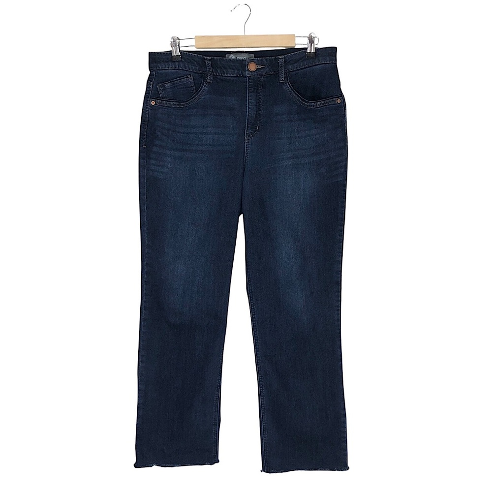 Democracy Ab Technology Stretch Dark Raw Hem HighRise Straight Slimming Jeans 14